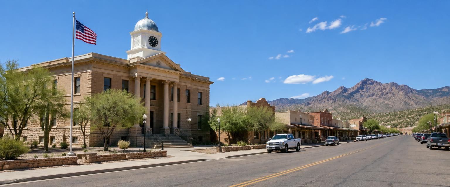 An Arizona county courthouse and main street