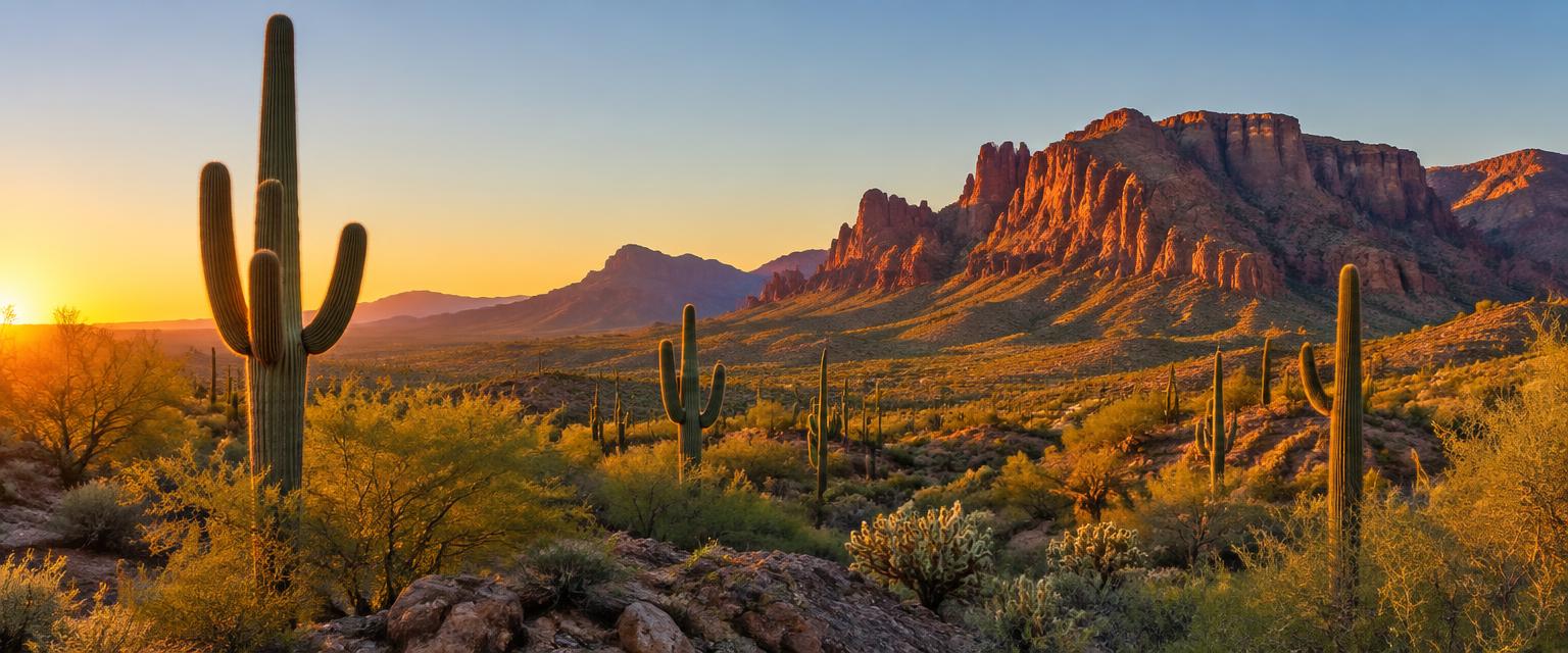 Arizona desert landscape at sunset